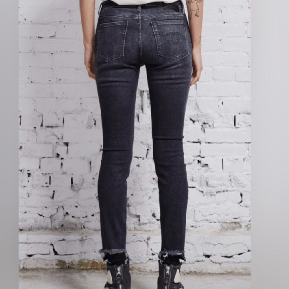 R13 luxury distressed strummer black Alison skinny jeans size 26 high end - Picture 4 of 10